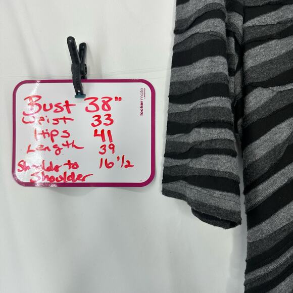 Dress Barn Striped Sheath Dress Black Gray Asymmetrical Rouching 16P Whimsygoth - Picture 4 of 4